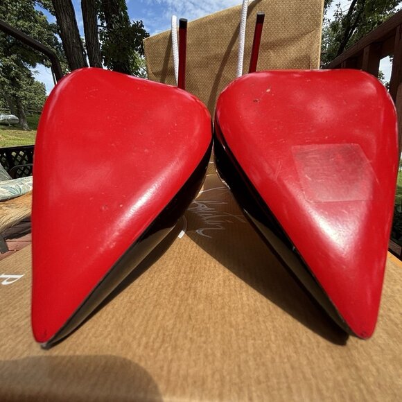 Christian Louboutin EU 40 Hot Chick 100mm Patent Pointed Toe Heel Pump Black - Picture 6 of 10